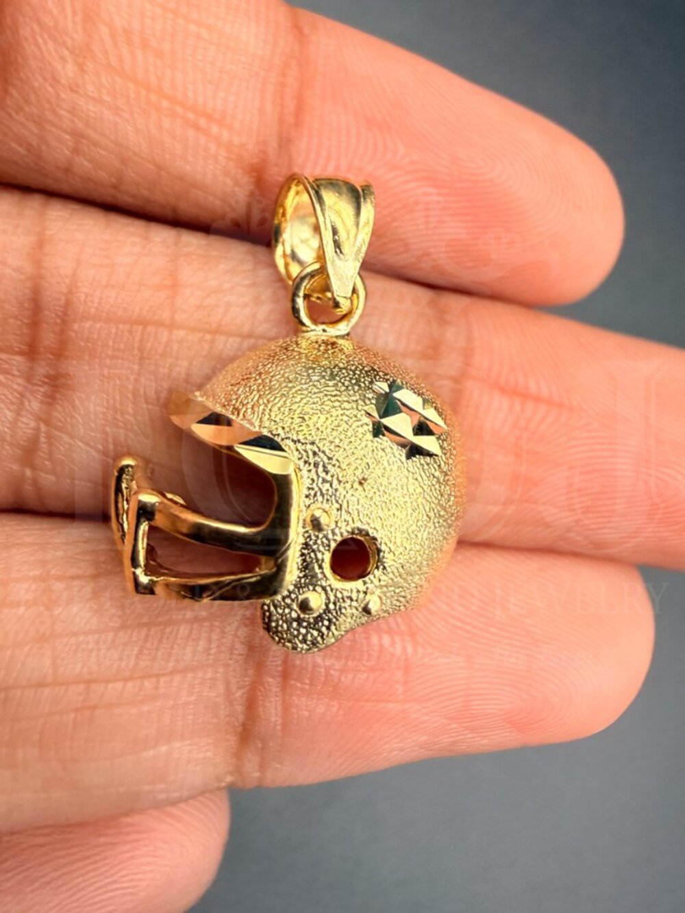 14K Yellow Gold Football Helmet Pendant